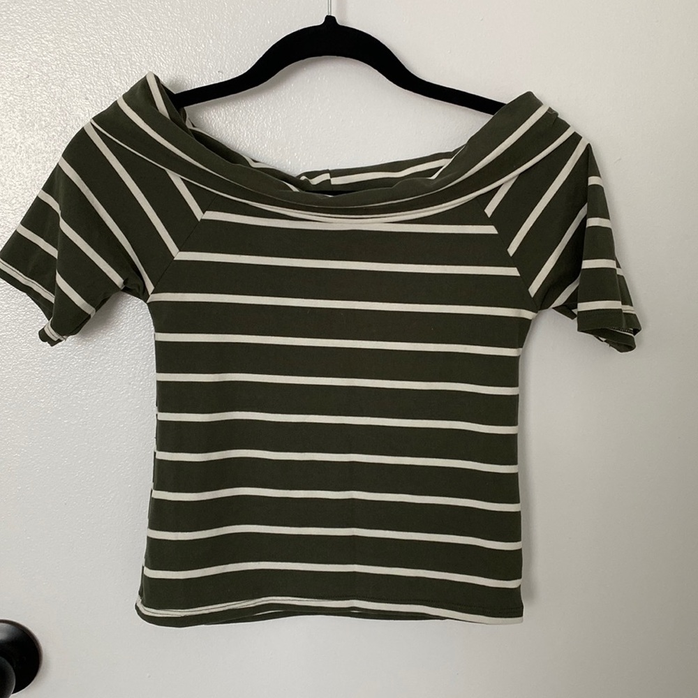 Green off the shoulder crop top